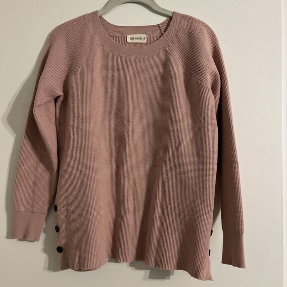 the nines Sweaters - The Nines Mauve Dusty‎ Pink Textured Sweater Side Buttons Women's Medium